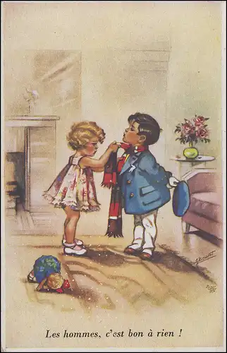 Enfants-Humor-AK Les hommes, c'est bon a rien! - FELDPOST 9.9.43 vers Karlsruhe