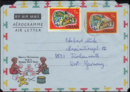 Ghana Aérogramme LF 7 Chameleon supplémentaire approprié pour TAMALE