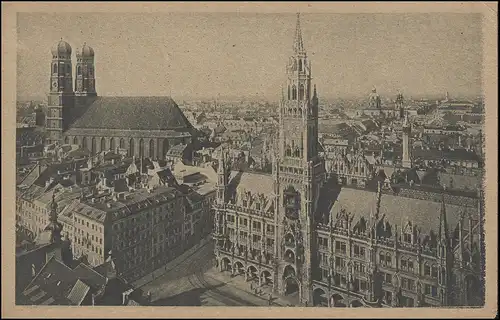 AK München mit Frauenkirche und Neues Rathaus, MÜNCHEN 6.8.42 nach Berlin 