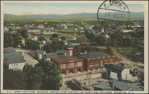Ansichtskarte Kingston N.Y. Feuerwehrstation und Kommunalgebäude, 18.2.1930