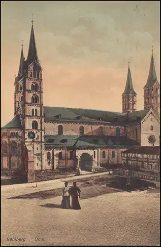 Bayern-Ansichtskarte Bamberger Dom, EF 77 von BAMBERG 27.6.1913 nach Berlin 