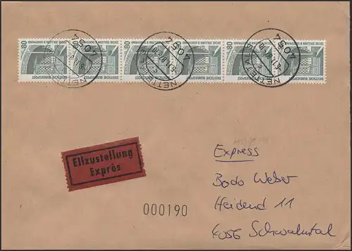 1342 SWK 80 6er-Str. mit Nr. auf portogerechtem Eil-FDC