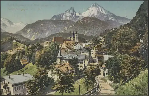 Ansichtskarte Berchtesgaden Stadtpanorama mit Berge, Berchtesgaden 10.8.1922