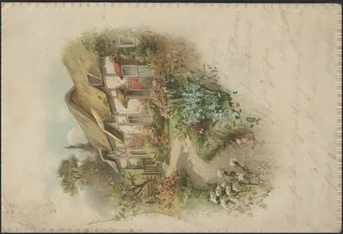 Germania 5 Pf EF Prägeansichtskarte Häuser mit Garten, Hamm 3.7.1902 
