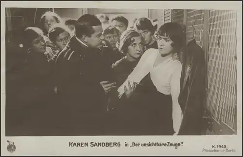 Ansichtskarte: Karen Sandberg im Kinofilm Der unsichtbare Zeuge, gelaufen 1925