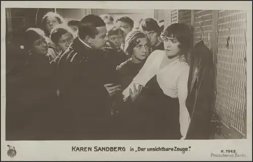 Carte visuelle: Karen Sandberg dans le cinéma Le témoin invisible, couru en 1925
