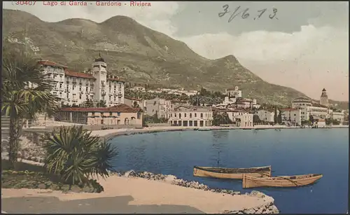 Carte de vue Gardone Riviera sur le lac de Garde: Panorama, utilisé