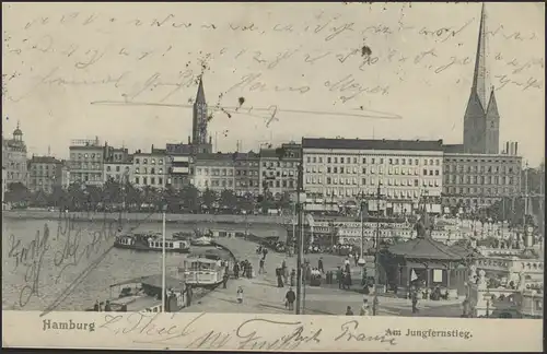 Ansichtskarte Hamburg: Am Jungfernstieg, Hamburg 14.8.1905