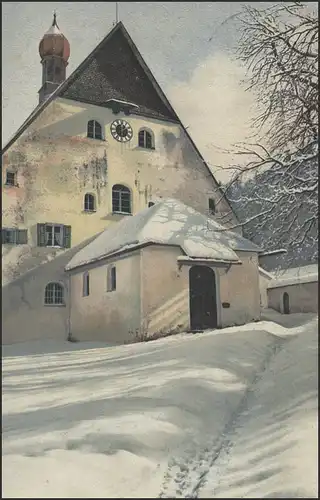 Carte de l'église du village en hiver, Löbau/Saxe 13.7.1907