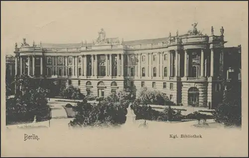 Carte de vue Berlin: Bibliothèque royale, inutilisé vers 1910