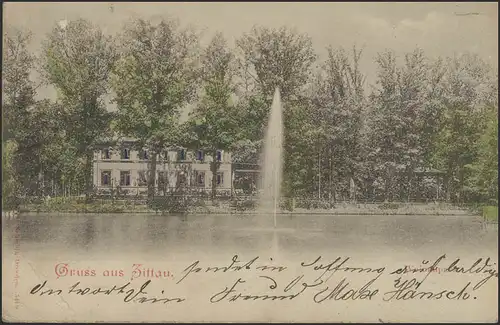 Ansichtskarte Gruss aus Zittau: Parkanlage, Zittau 29.8.1901 