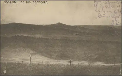 Ansichtskarte Feldpost Höhe 363 und Moussonberg, Landsturrm-Pionier-Ers.-Komp.