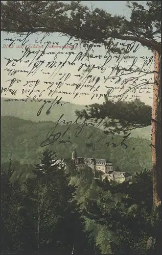 Ansichtskarte Blick auf Schloss Schwarzburg, Rudolfstein 23.7.1915