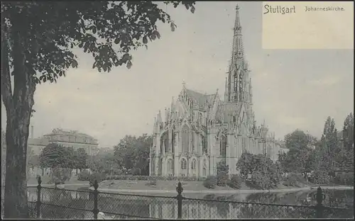 Ansichtskarte Stuttgart Johanneskirche, Stuttgart Bahnhof 7.8.21