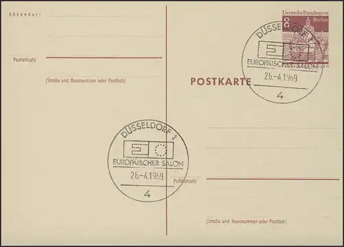 P 70 Bauwerke 8 Pf SSt. Düsseldorf Europäischer Salon 26.4.1969
