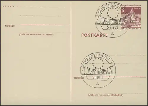 P 70 Bâtiments 8 Pf St. Düsseldorf 20 ans Conseil de l'Europe 5.5.1969