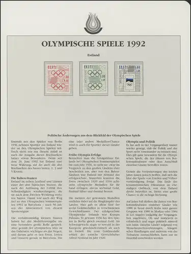 Estland 1992: Olympische Ringe, 3 Marken **