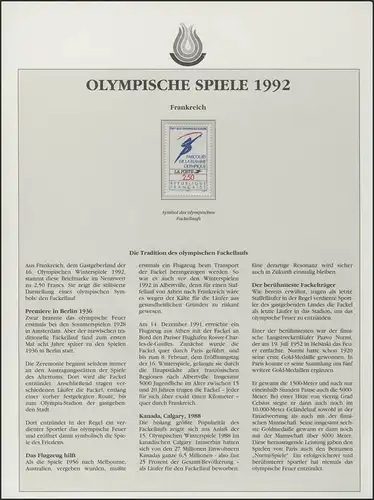 France 1992: Flamme olympique, 1 marque **