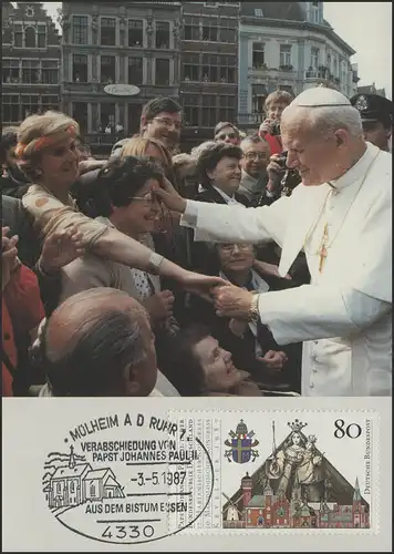 Allemagne: Pape Jean Paul II à Mülheim / Ruhr, carte maximum 3.5.1987