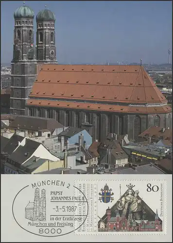 Allemagne: Le Pape Jean Paul II à Munich, carte maximum 3.5.1987