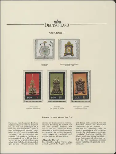 Horloges: technique, progrès, oeuvres d'art, mesures du temps, 5 marques Confédération/RDA **