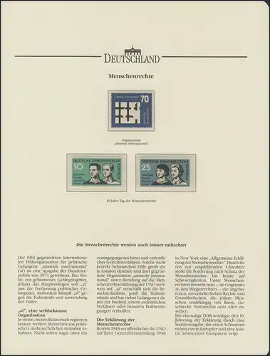Erklärung der Menschenrechte & UNO & Amnesty international, 3 Marken DDR/Bund **