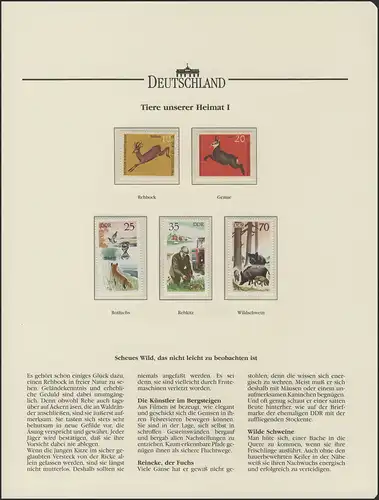 Animaux de notre patrie: Reh, Gemse, Renard rouge, Rechkitz, Blood Belle, 5 valeurs **