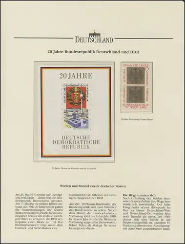 Zwei Deutsche Staaten. 20 Jahre Bundesrepublik und DDR 1969, 1 Marke + 1 Block**