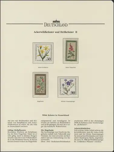 Herbes médicinales: Chapeau rouge, Bouteille, Miroir féminin, Étoile d'or, 4 timbres **