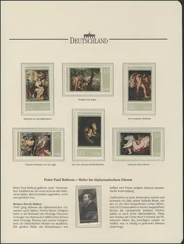 Peter Paul Rubens - peintre & diplomate & voyage en Italie, 7 timbres RDA/Union **