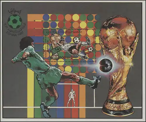 Fußball Libyen: SPANIEN'82 - Fallrückzieher, 1 Block mit rückseitigem Zudruck **