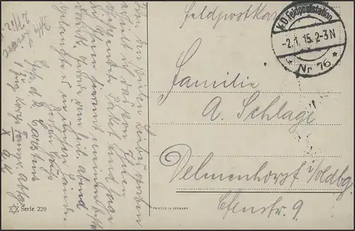 Carte postale de champignons et fruits peints, Poste de Champ 76, 2.2.15 par Delmenhorst