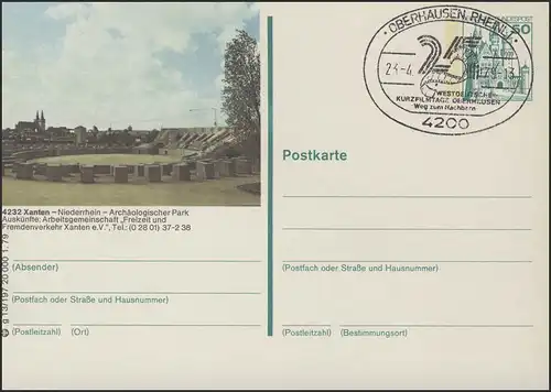 Bildpostkarte Xanten, Archäologischer Park, SSt Oberhausen Kurzfilmtage 23.4.79