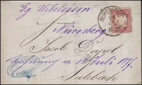 Bayern Recht Petroleum 10 Pf. NÜRNBERG 18.7.77 vers SULZBACH/Oberbayern 19.7.