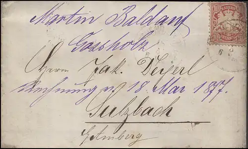 Bayern Fäste- und Butter-fabrik RÖTHENBACH 18.5.77 selon SULZBACCH facture