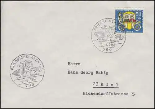 526 Wofa Märchen Froschkönig 40 Pf. EF Brief SSt Friedrichshafen Zeppelin 8.3.67