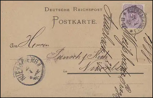 40 Ziffer 5 Pf auf Postkarte Auerbach/Vogtland 21.1.88 nach Nürnberg 22.1.