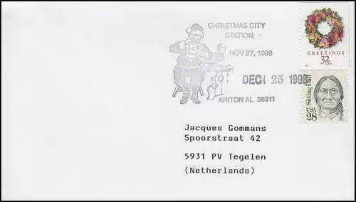 USA: Noël 1998 - Christmas City, couronne de Noël Bf dans NL 25.12.98