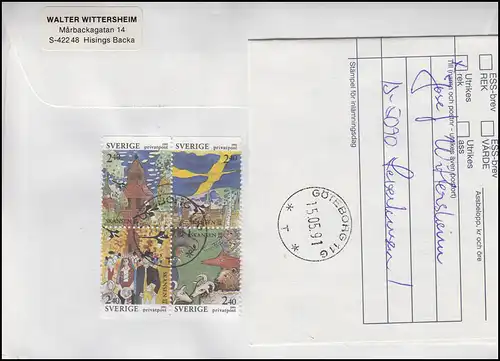 Schweden: Rabatt-Freimarken Freilichtmuseum 1991 als ZD aus MH, R-FDC 15.5.91