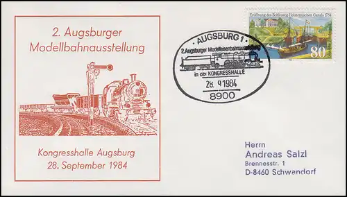 2. Exposition de piste modèle d'Augsbourg, lettre SSt Augsbonne Rail 28.9.1984