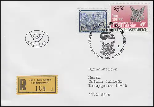 Autriche: 100 ans de syndicat des cheminots, MiF R-FDC ESSt Linz 2.4.1992