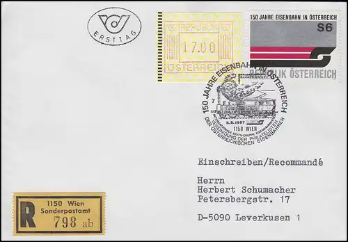 Autriche: 100 ans de chemin de fer en Autriche, MiF R-FDC ESSt Vienne 5.6.1987