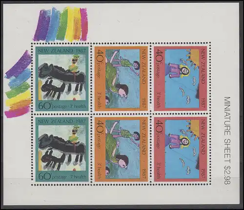 Neuseeland: Block Kinderzeichnungen & Regenbogen1987, **