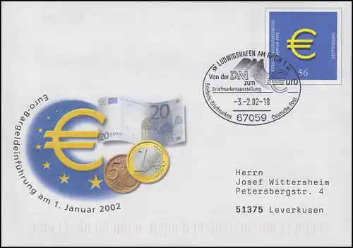 USo 33/01 Introduction de l'euro en espèces, SSt Ludwigshafen De DM à Euro 3.2.2002