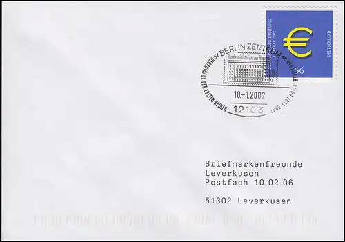 2236 Introduction de l'euro autocollant, FDC ESSt Berlin Ministère des Finances 10.1.2002