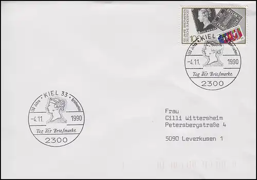 1479 Briefmarken, EF Bf SSt Kiel Tag der Briefmarke & Königin Victoria 4.11.1990