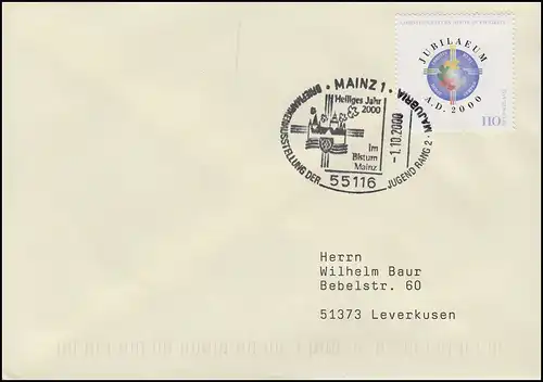2087 Anno Domini 2000, EF Bf SSt Mainz Heiliges Jahr im Bistum Mainz 1.10.2000