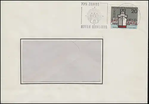 417 Hamburg, EF Brief 775 Jahre Hafen Hamburg Werbestempel Hamburg 15.5.64