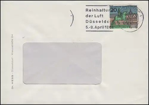 423 Düsseldorf, EF Brief Werbestempel Reinhaltung der Luft Düsseldorf April 1965