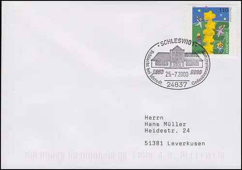 Schlacht bei Idstedt 1950, EF Brief SSt Schleswig Gedenkveranstaltung 25.7.2000